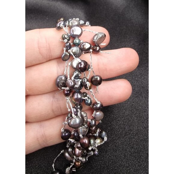 Rare Find Amanda Jaron Studio Multi-Black Pearl Cluster Bracelet With Adjustable - Picture 4 of 7